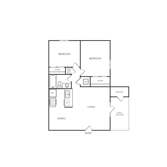 floor plan for a two bedroom apartment at The  Darby