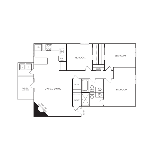 floor plan for the two bedroom apartment at The  Darby